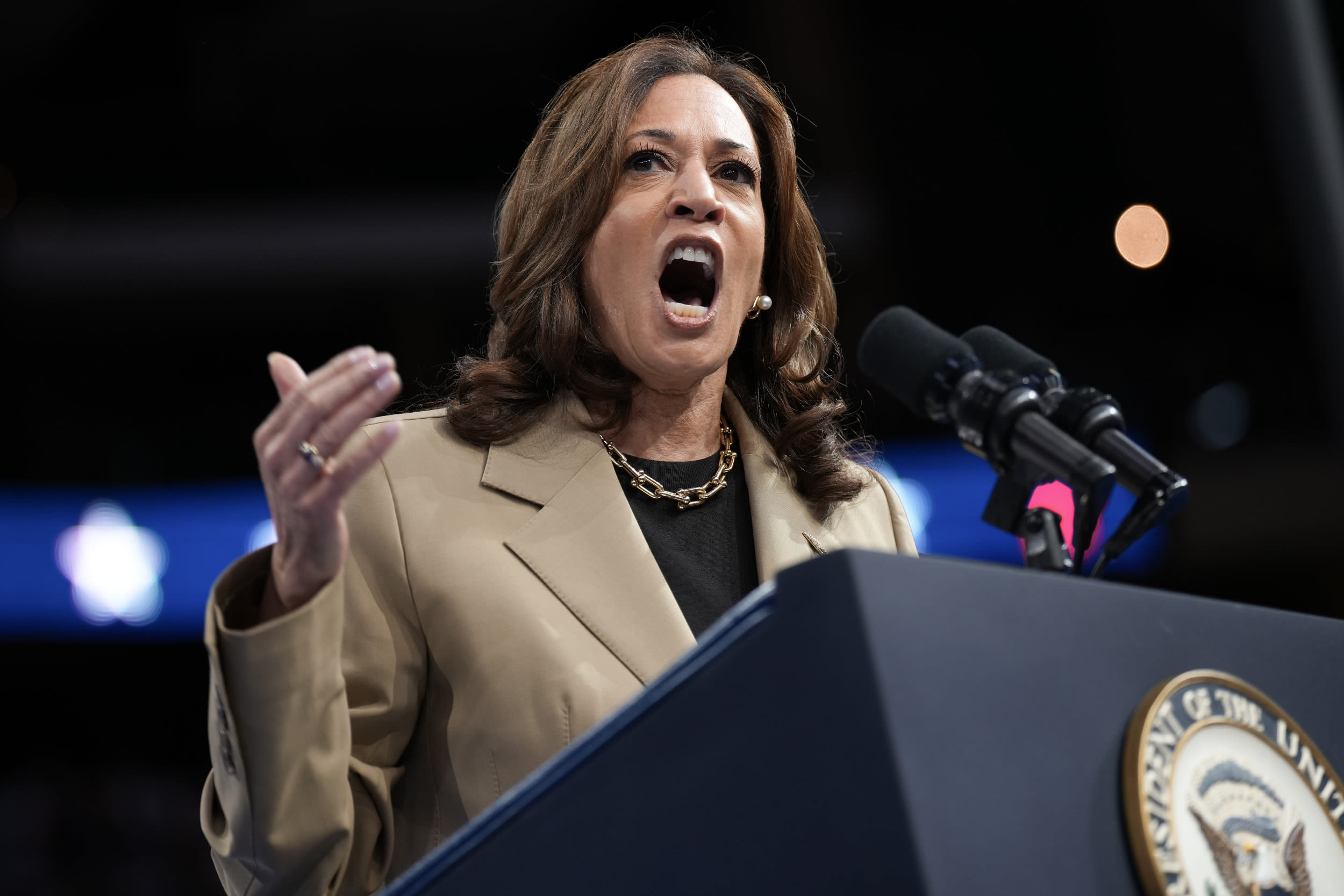 Kamala Harris pauses Arizona rally to talk to hecklers