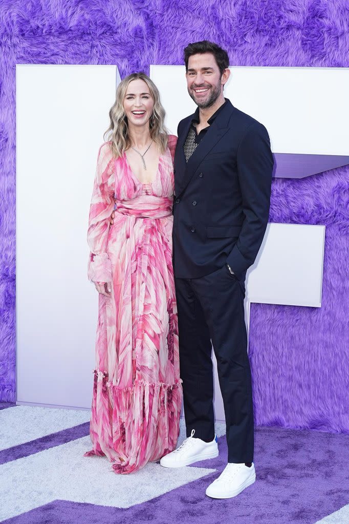 Emily Blunt Dons Pink Flowy Gown at ‘IF’ Premiere With John Krasinski