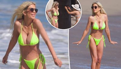 Tori Spelling, 51, shows off figure in neon green bikini after admitting to using weight loss drugs