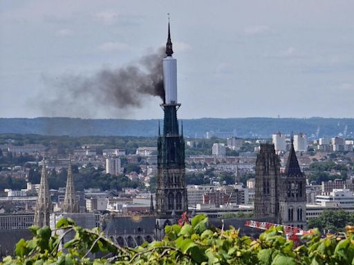 Rouen Cathedral fire: Huge emergency service response after blaze breaks out at famous landmark in France