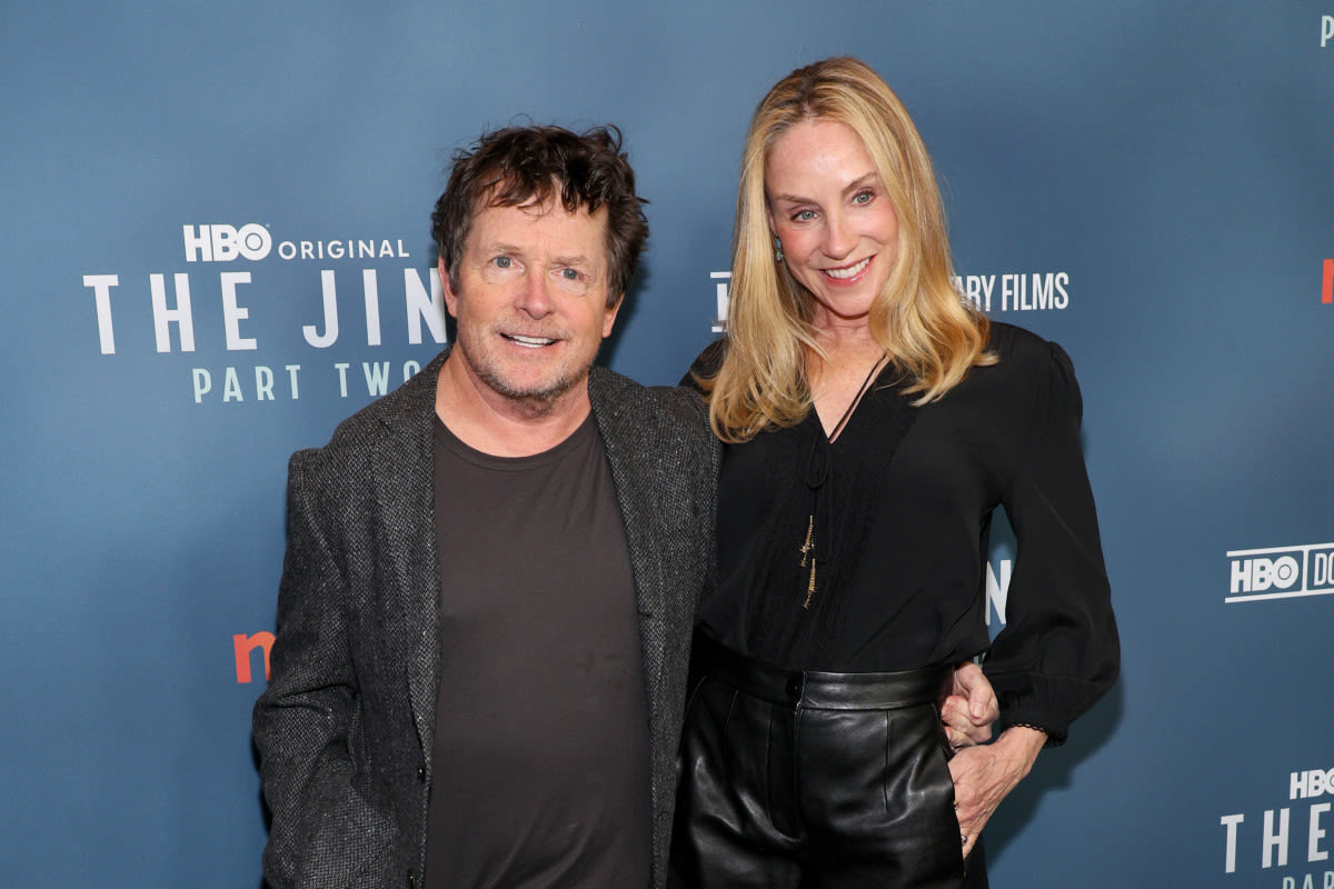 Michael J. Fox Totally Enamored by Wife Tracy Pollan’s Red Carpet Look in New Photos