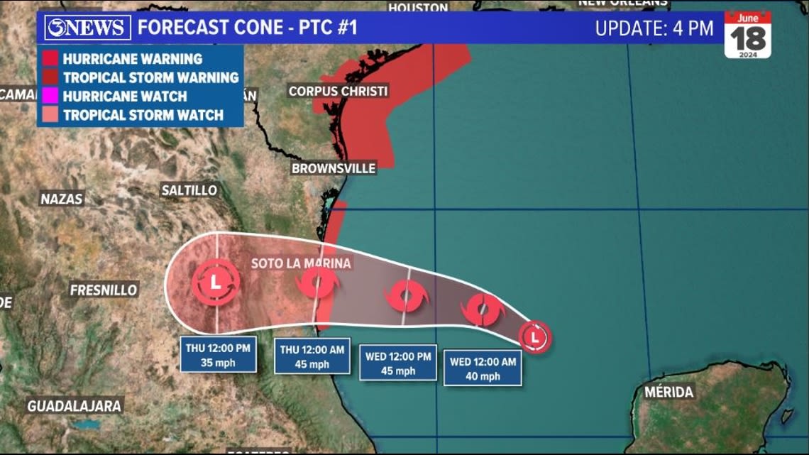 TROPICAL UPDATE: PTC #1 forecast to become a tropical storm, moving into Mexico Wednesday night