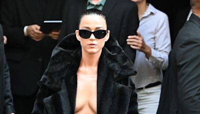 Katy Perry Went Topless in Paris in a Tights-as-Pants Look