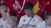 Team GB star Tom Daley is spotted knitting in the stands AGAIN