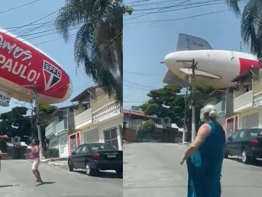 Watch a Blimp Crash Into a Residential Neighborhood