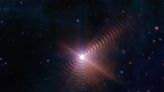 JWST captures lightyear-wide dust rings around dying binary star