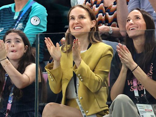 Natalie Portman Attended the Gymnastics Team Final in a Dijon Mustard Miniskirt Suit