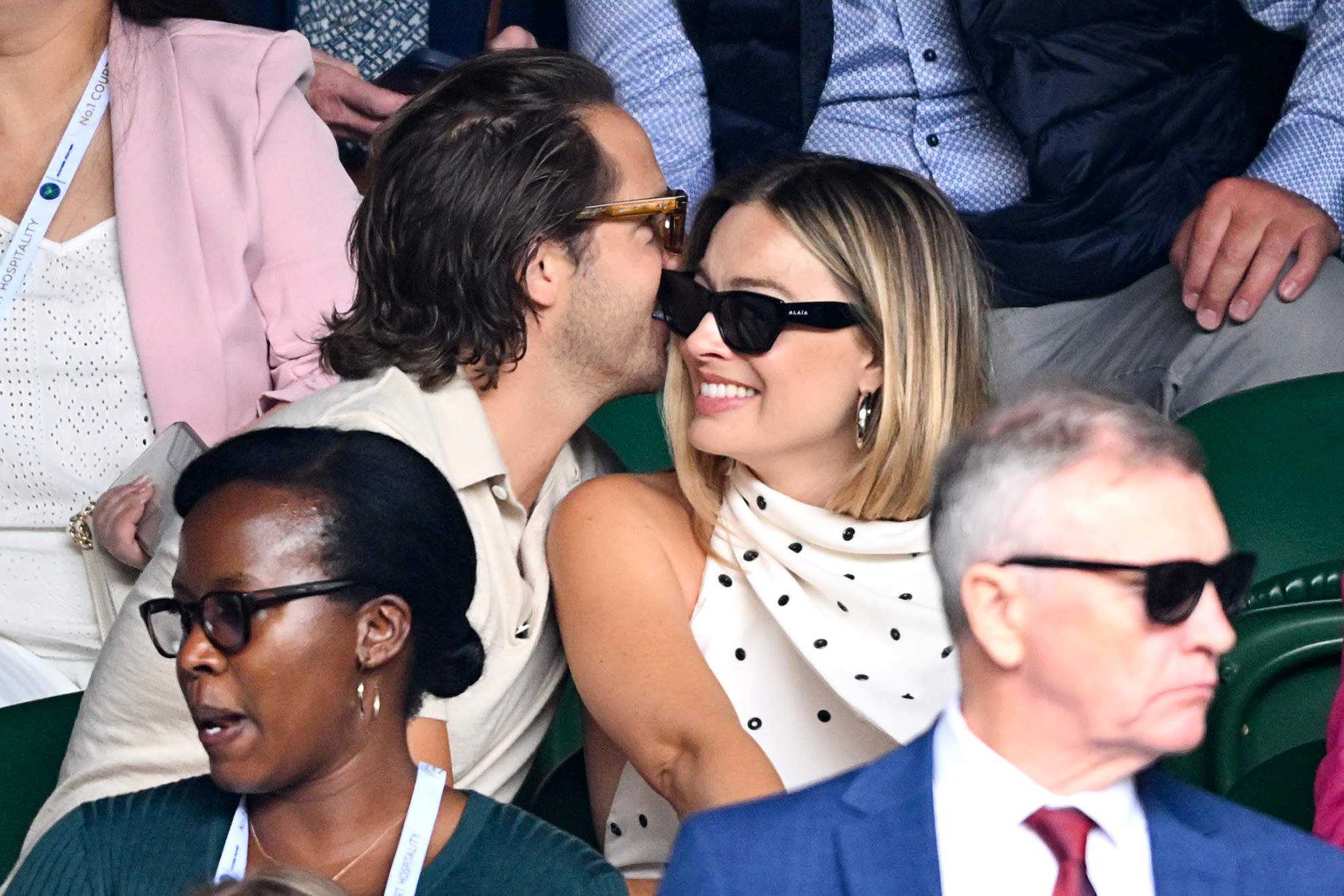 Pregnant Margot Robbie Glows at Wimbledon While Packing on the PDA With Husband Tom Ackerley