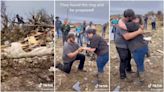 Boyfriend proposes moments after finding lost engagement ring in Texas tornado debris