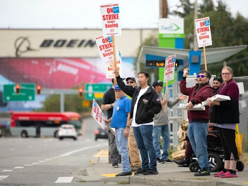 ‘We want what’s fair’: Boeing workers on strike in Washington take to the picket lines