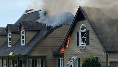 7 fire departments responded to a house fire likely caused by lightning, firefighters say