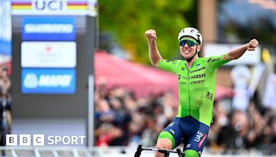 Tadej Pogacar: Slovenian wins first world road race title to complete cycling's 'Triple Crown'