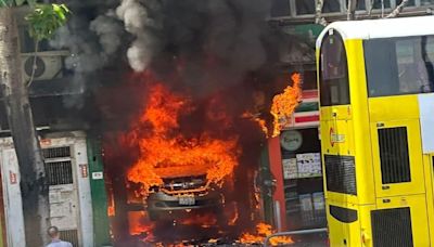 香港仔車房起火冒濃煙 消防開喉灌救