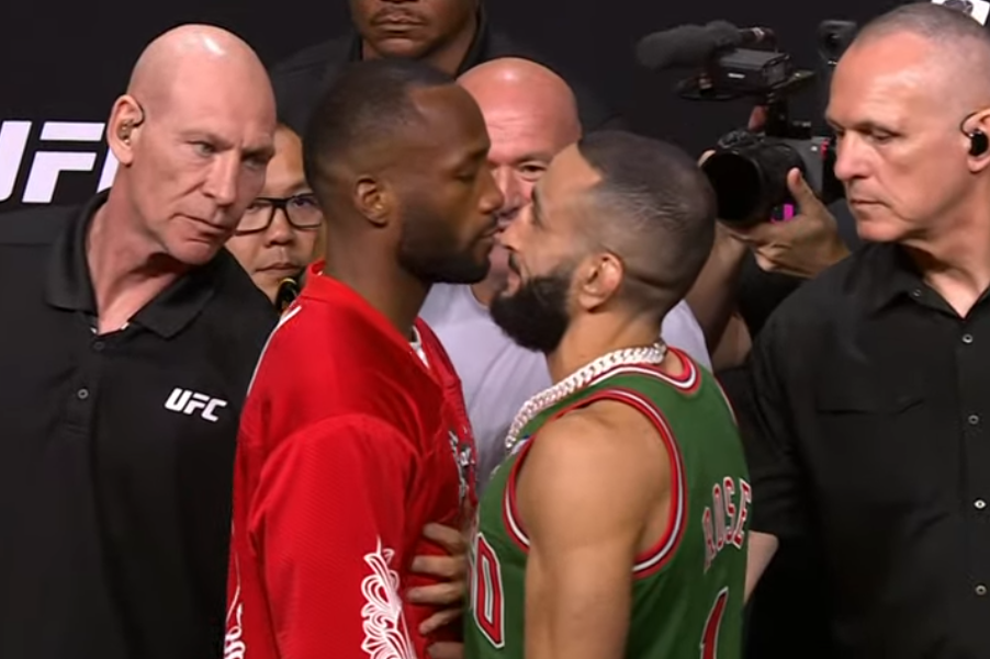 UFC 304 video: Leon Edwards lunges at Belal Muhammad, who doesn't flinch during faceoff