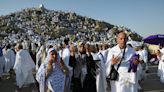 Muslim pilgrims pray on Mount Arafat in hajj climax