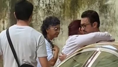 Aamir Khan hugs daughter Ira Khan at Reena Dutta's father's funeral; Kiran Rao, Junaid Khan also attend