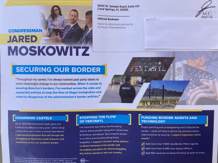 Moskowitz uses taxpayer-funded mailer to distance himself from unpopular Biden border policies