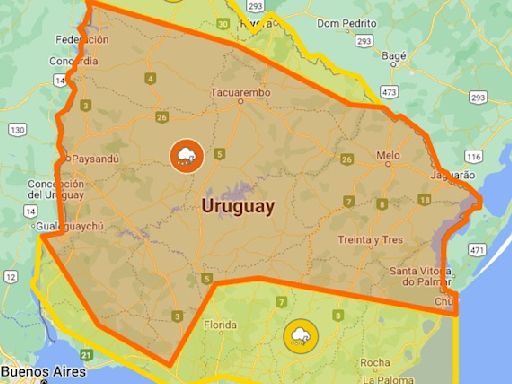 Alertas naranja y amarilla de Inumet por tormentas fuertes afectan a más localidades, mirá cuáles son
