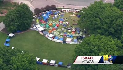 Encampment grows at Johns Hopkins University in protest of Israel-Hamas war