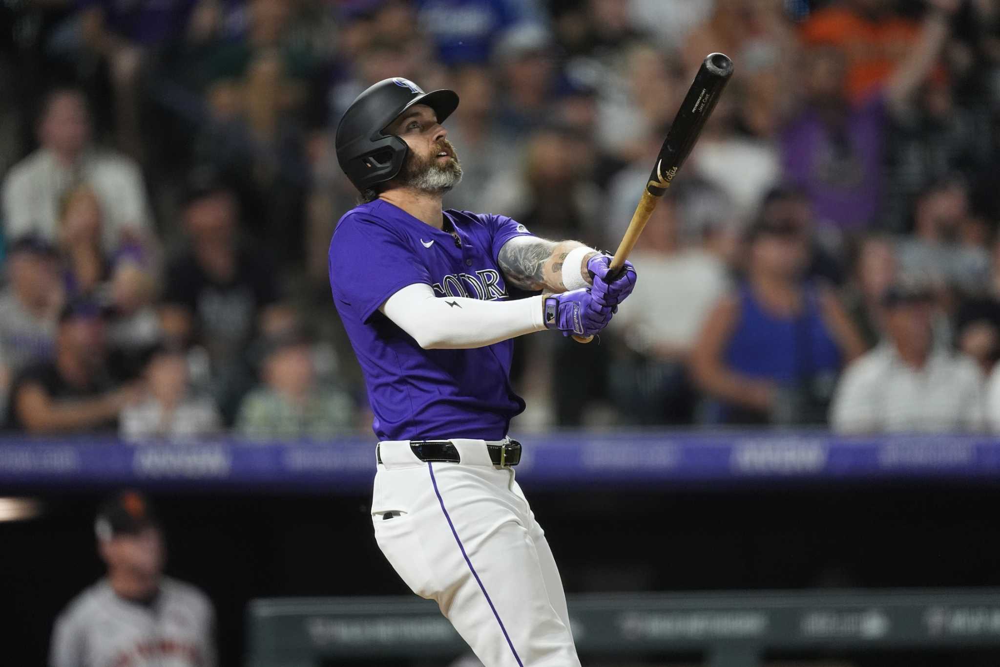 Jake Cave hits go-ahead 3-run homer in the 8th in the Rockies' 7-3 victory over the Giants