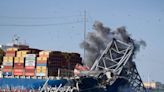 New images show as controlled explosives used to clear Key Bridge off Dali ship