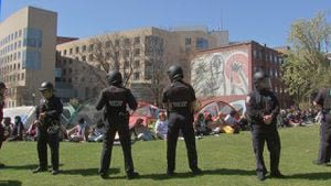 Police surround encampment of more than 100 protesters at Northeastern University in Boston