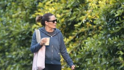 Jennifer Garner cuts a casual figure as she walks new puppy