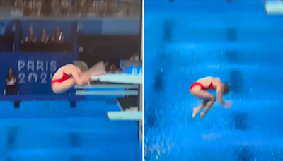 Horror moment American diver scores 0.0 in Olympics as feet collide with board