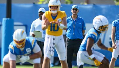 Plaschke: Jim Harbaugh's Chargers camp debut is wacky, wonderful and like a rebirth