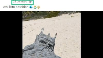 Fotos de la estatua de Poseidón en pedazos en el puerto mexicano de Progreso exhiben su montaje, no su derribo