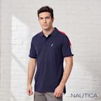 Nautica 男裝 純棉拼接撞色短袖POLO衫-海軍藍