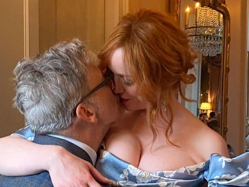 Christina Hendricks, 48, makes out with husband George Bianchini after wedding