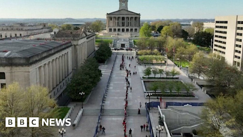 Thousands form a human chain in Tennessee to mark school shooting anniversary