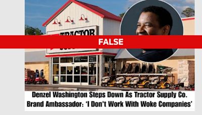 Fact Check: Satire story says Denzel Washington resigned as Tractor Supply ambassador