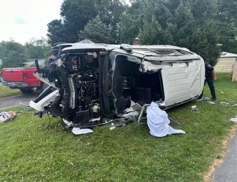 Telephone pole crash with entrapment hospitalizes one in Dauphin County