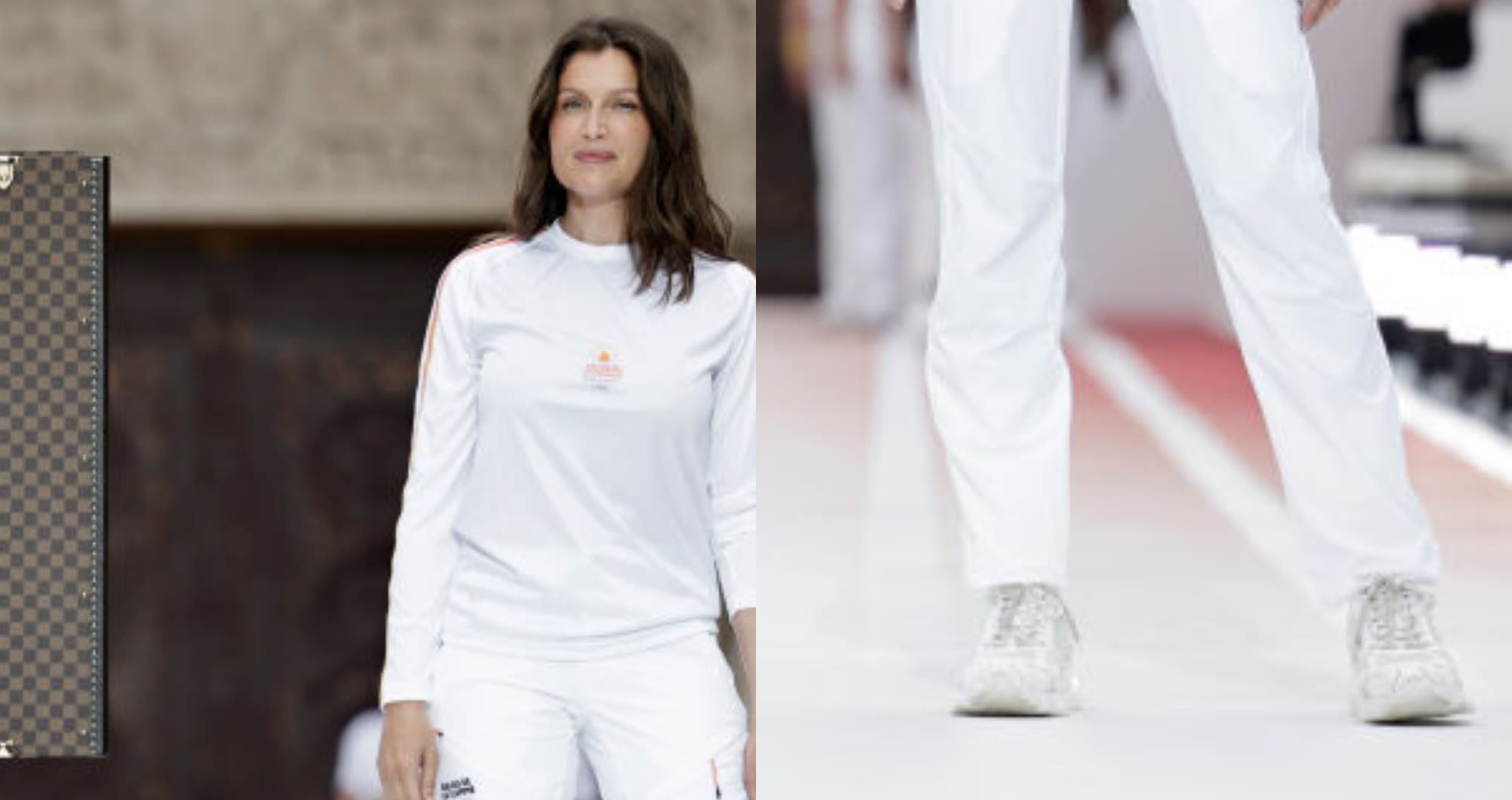 Model Laetitia Casta Makes an Appearance at the 2024 Paris Olympic Games in White Trainers Alongside Pharrell Williams