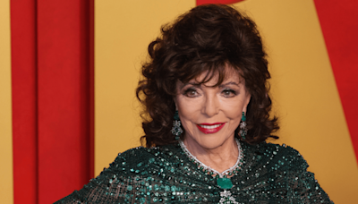 Joan Collins, 90, Boldly Rocks Sheer Top for Outing With Husband Percy Gibson