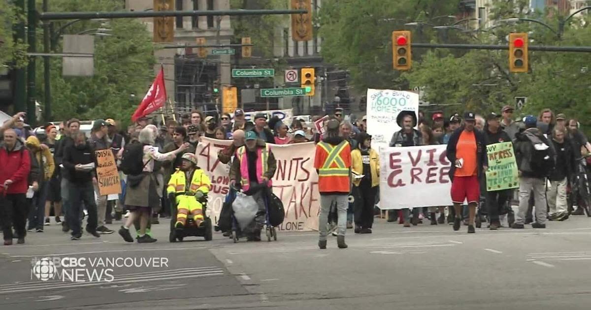 Vancouver protesters decry lack of affordable housing for low-income people