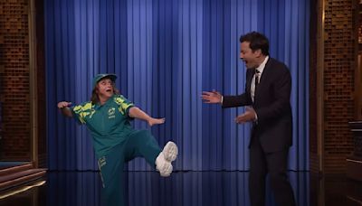 Rachel Dratch Spoofs Olympic Breakdancer Raygun and Crashes Jimmy Fallon’s ‘Tonight Show’ Monologue