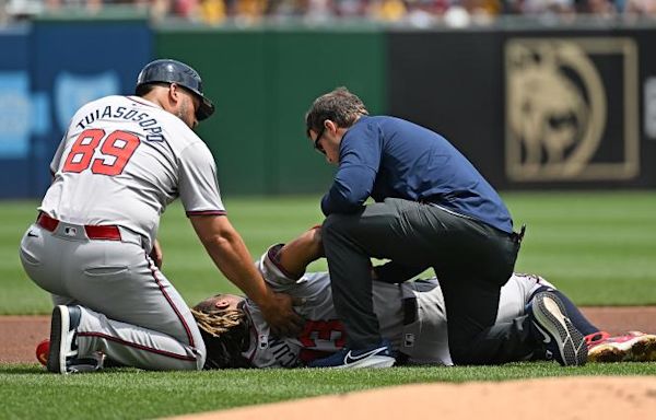 Ronald Acuna Jr. injury update: Braves OF leaves vs. Pirates in first inning with apparent leg injury | Sporting News