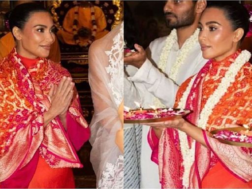 Kim Kardashian blends contemporary style with ethnic grace in red maxi dress and Manish Malhotra-designed dupatta; Look decoded