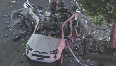 SUV explodes in Los Angeles parking lot after man lights cigarette