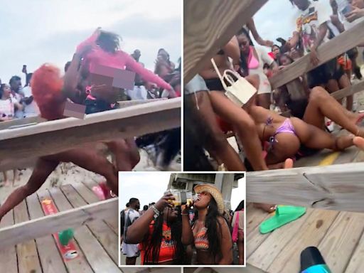 Spring breakers go wild in chaotic footage of booze-soaked brawls, Savannah beach flooded with trash