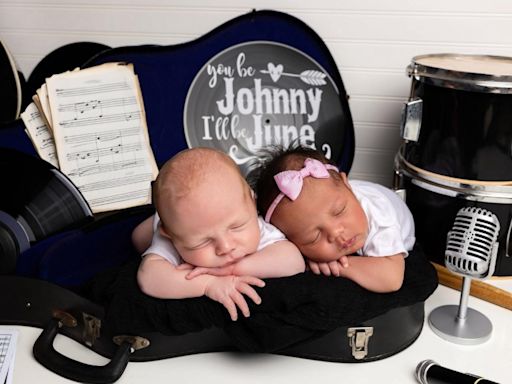 Moms team up for photoshoot for their babies Johnny Cash and June Carter