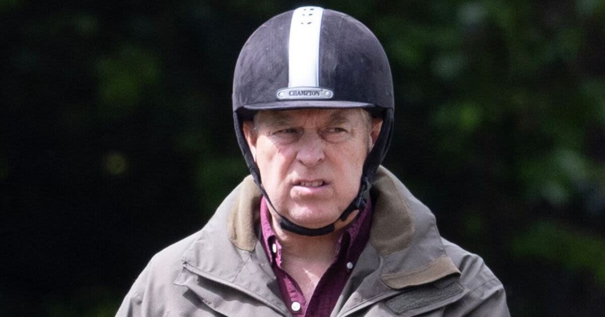 Andrew 'scowls' as he takes solo ride before Trooping the Colour snub