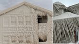 US 'bomb cyclone' weather transforms buildings into icicle palaces