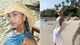 Lori Harvey Sizzles in Blue Swimsuit and Belly Chain for Birthday Trip: 'Capricorn in Her Element'