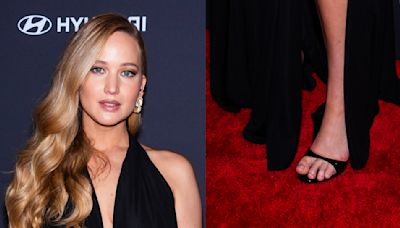 Jennifer Lawrence Goes All Black in Giuseppe Zanotti Stiletto Shoes at GLAAD Media Awards in NYC