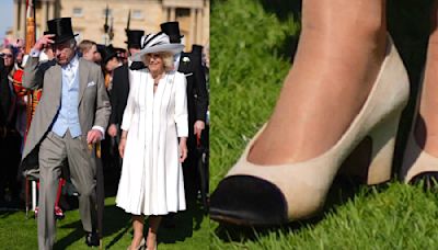 Queen Camila Wears Vintage Chanel Shoes For First Garden Party of 2024 with King Charles