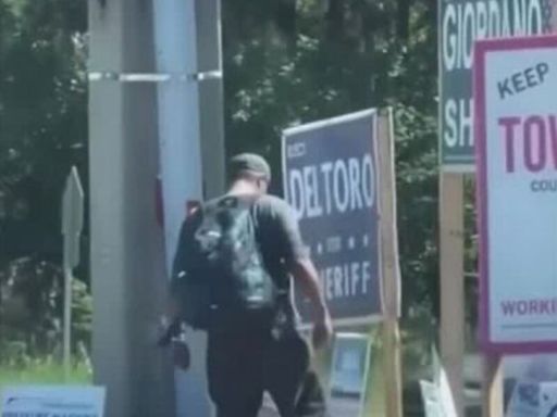 An arrest has been made for vandalizing political signage